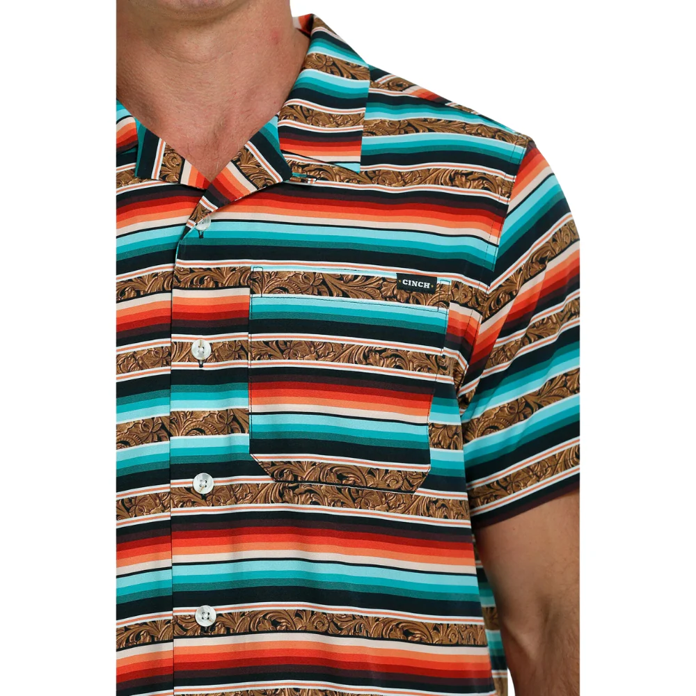 Cinch Mens Western Camp SS Shirt - Image 3