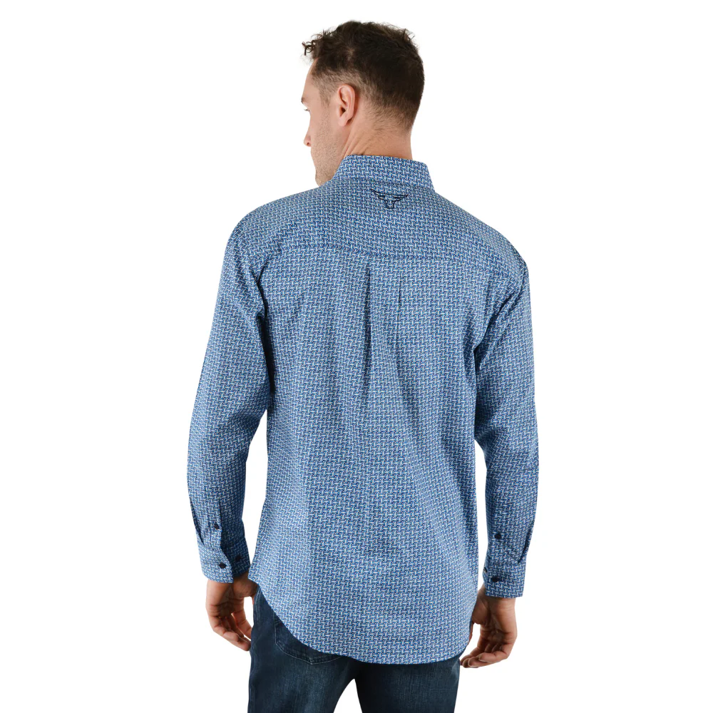 Pure Western Mens Bourke Print Long Sleeve Shirt - Image 3